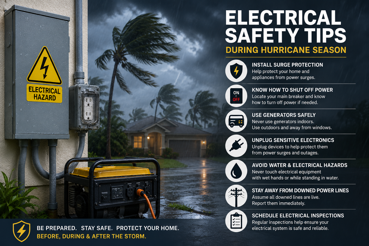 Electrical Safety Tips During Hurricane Season Commercial Electric Contracting St Petersburg Florida FL Residential Electrician Commercial Electrician